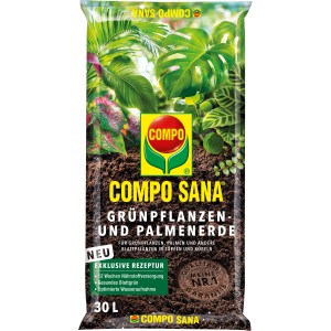 Compo Sana Grünpflanzen- und Palmenerde, 30L Sack für Zimmerpflanzen und Palmen.