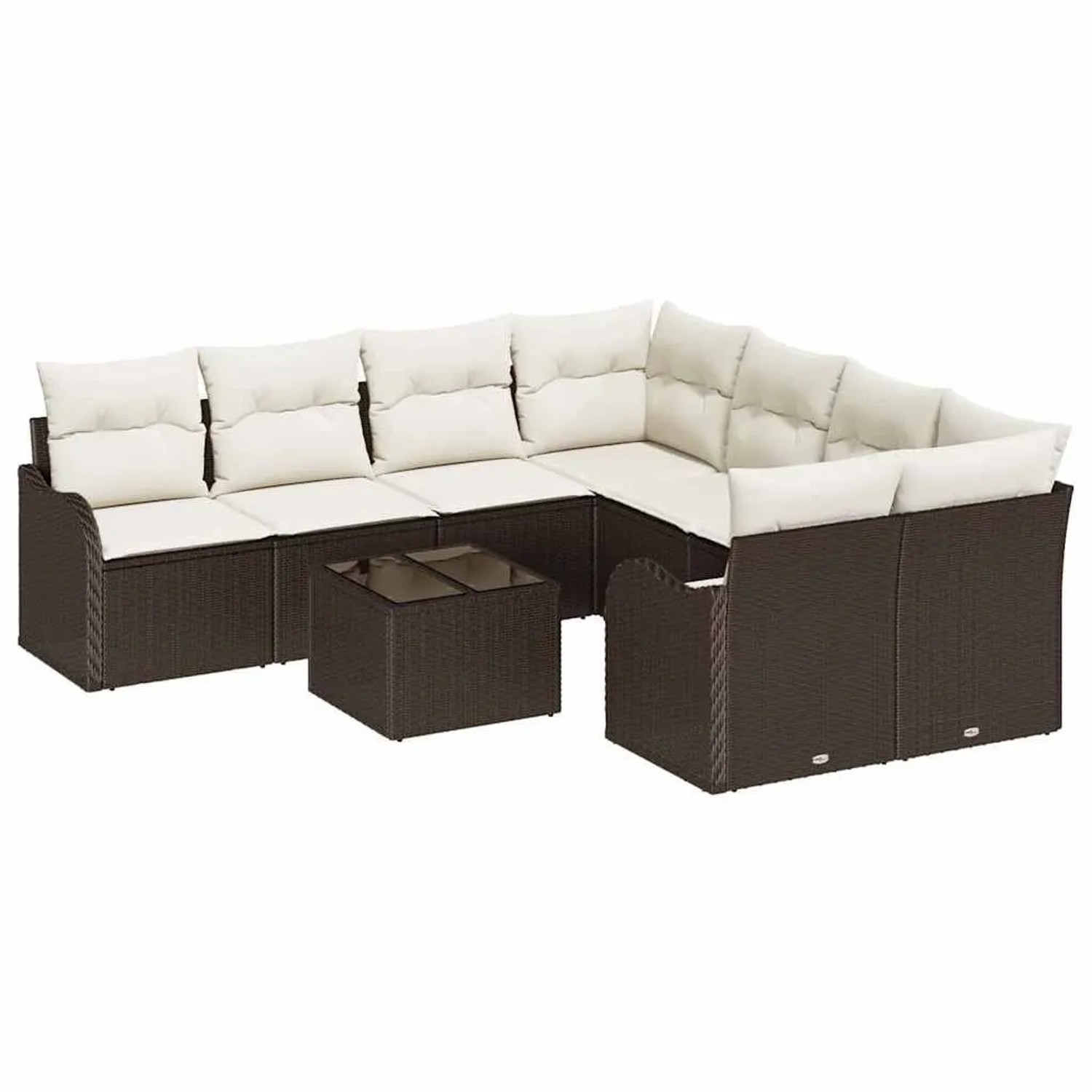 vidaXL Gartensofa-set mit Kissen mit Speicher 9-Tlg Braun Poly-Rattan 33456 günstig online kaufen