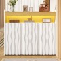 Modernes weißes Sideboard mit 3D-Wellenmuster, 3 Türen und LED-beleuchtetem Fach. Ideal für Wohnzimmerschränke.