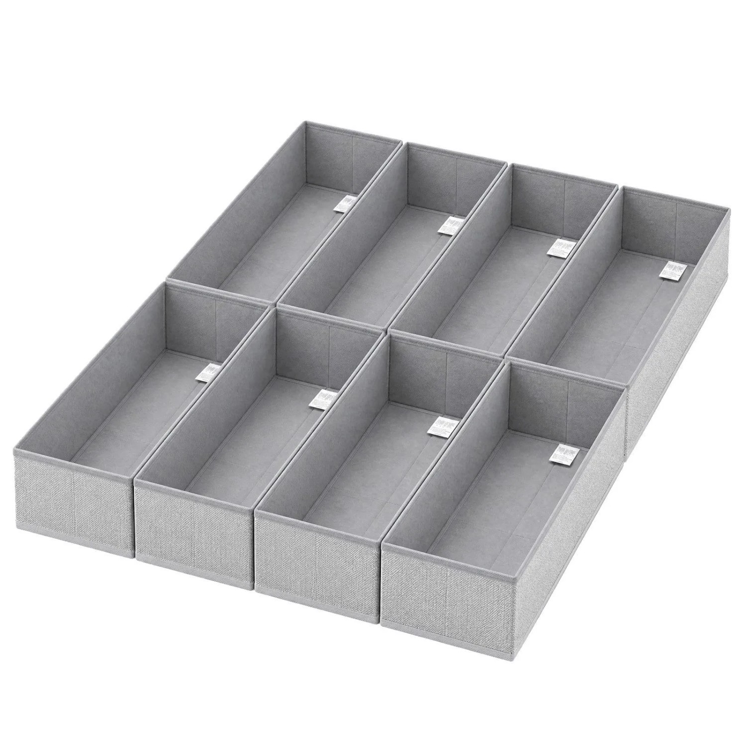 Sekey Aufbewahrungsbox Schubladen Organizer aus Vliesstoff Faltbare Stoffboxen 8er Set 17,5 x 41 x 11 cm ohne Fächer für Unterwäsche Socken Kleinteile