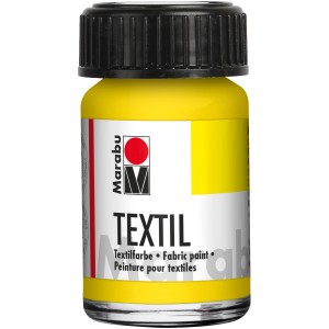 Marabu Textilfarbe Gelb, 15ml Flasche. Stoffmalfarbe für helle Textilien.