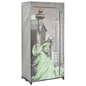 vidaXL Kleiderschrank mit New York Motiv, 75x45x160 cm, Stoffschrank