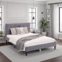 Homestyle4u Polsterbett mit Matratze 120x200 Lattenrost Doppelbett Grau 2280_2