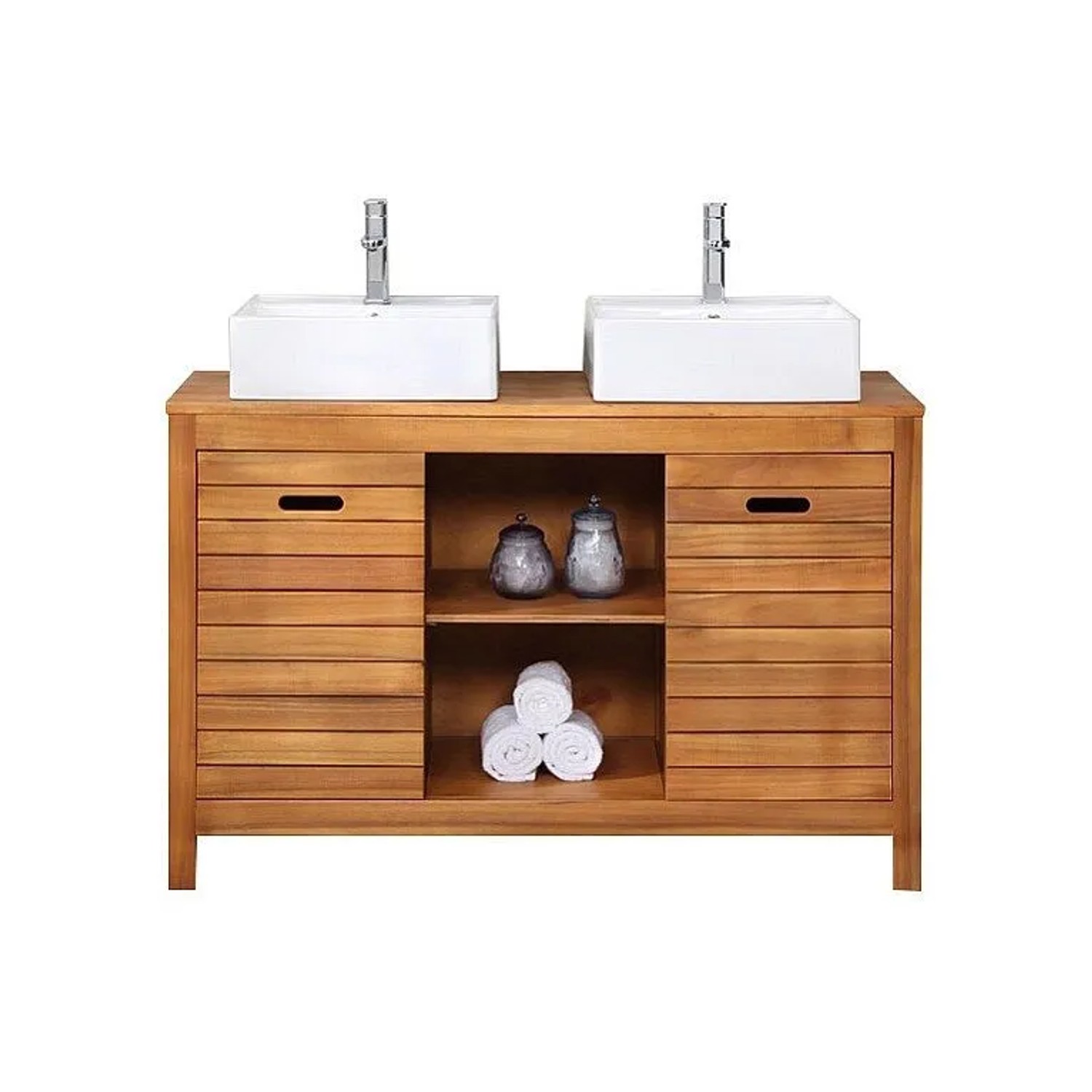 Vente-unique Doppelwaschtisch Pulukan Naturfarben Dunkel 130 cm