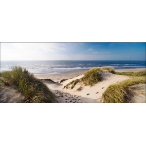 Deco Panel Anonymus Sea View: Panorama-Wandbild mit Dünen, Strand und Meer.