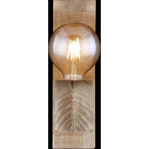 Globo Wandleuchte ADALIE aus Holz, dunkelbraun, mit E27 Fassung. Wandlampe für Innenräume.