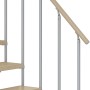 Detailansicht der Dolle Mittelholmtreppe Cork Ahorn perlgrau mit Holzhandlauf.