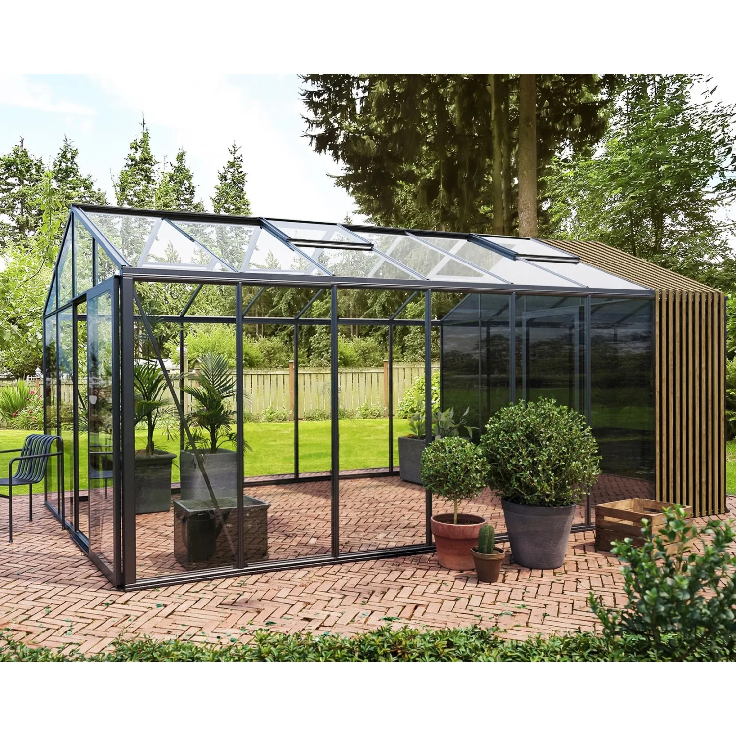 Bloomcabin Premium-Qualität Gewächshaus Klassik mit Kleinem Integriertem Stauraum mit Accoya-Fusion GHCSSAF13