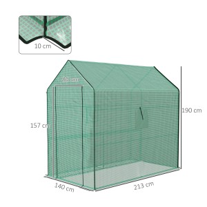 Outsunny Gewächshausfolie mit UV-Schutz, PE-Gartenfolie mit Tür und Fenster, 140x213x190 cm.