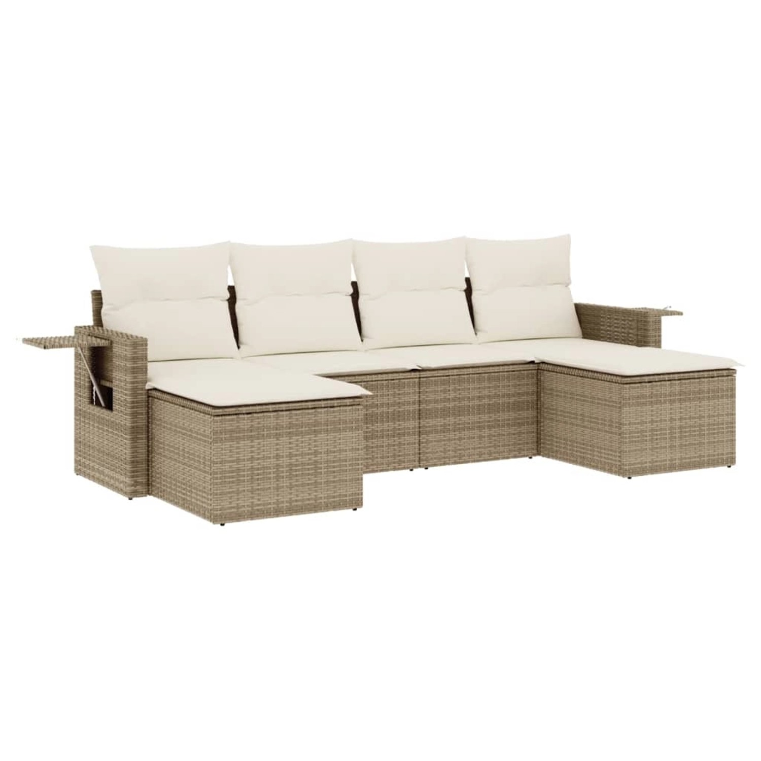vidaXL 6-Tlg Garten-Sofagarnitur mit Kissen Beige Poly Rattan 3252855 günstig online kaufen