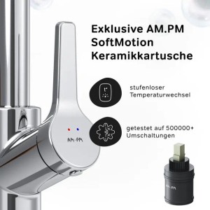 AM.PM Küchenarmatur X-Joy S Chrom, Detailaufnahme der SoftMotion Keramikkartusche.