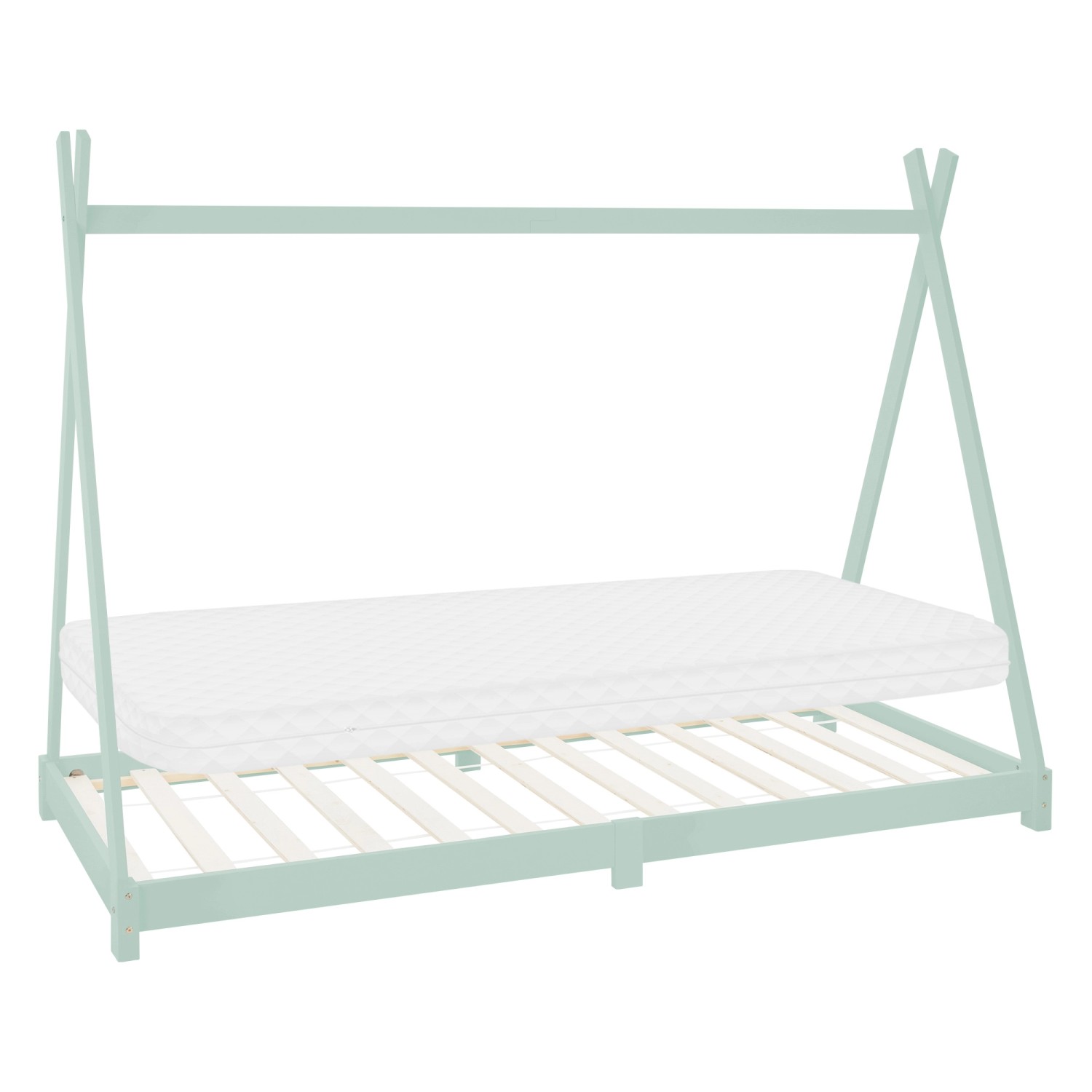 ML-Design Kinderbett Tipi Mint 90x200 cm mit Matratze H10cm Lattenrost