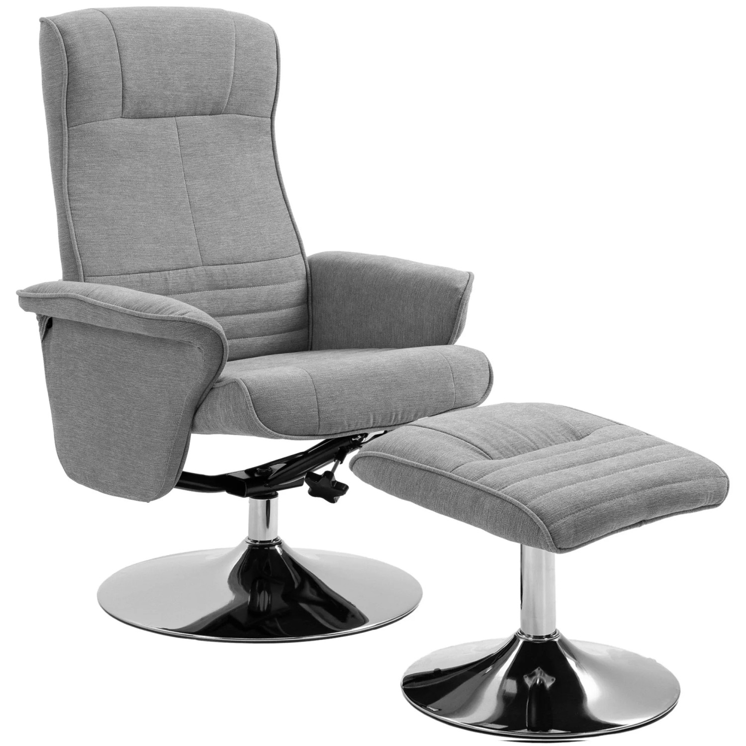 HOMCOM Relaxsessel mit Fußhocker Polyester Stahl Grau 69L x 71B x 104H cm