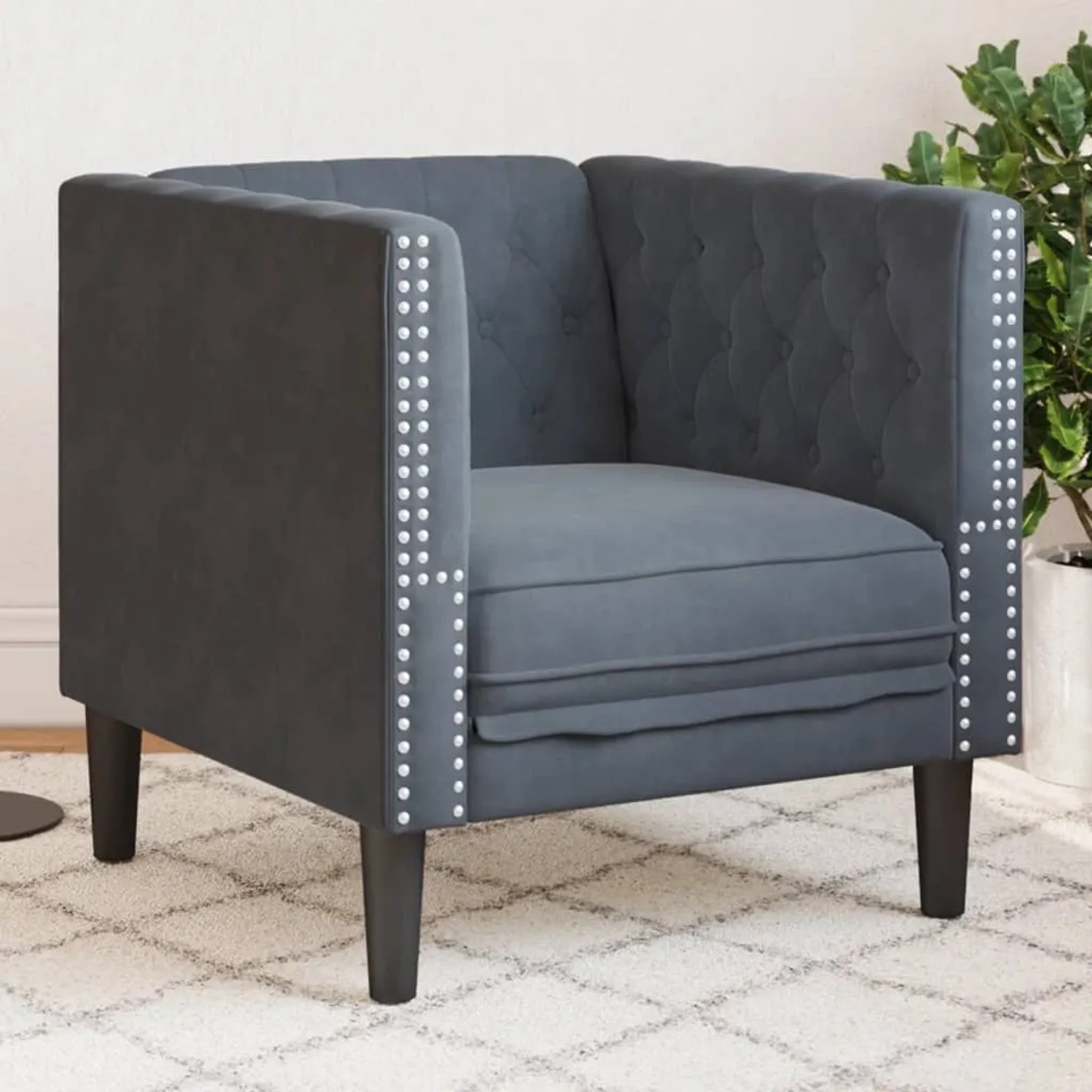 vidaXL Chesterfield Sessel Samt Dunkelgrau 2146438 kaufen bei OBI