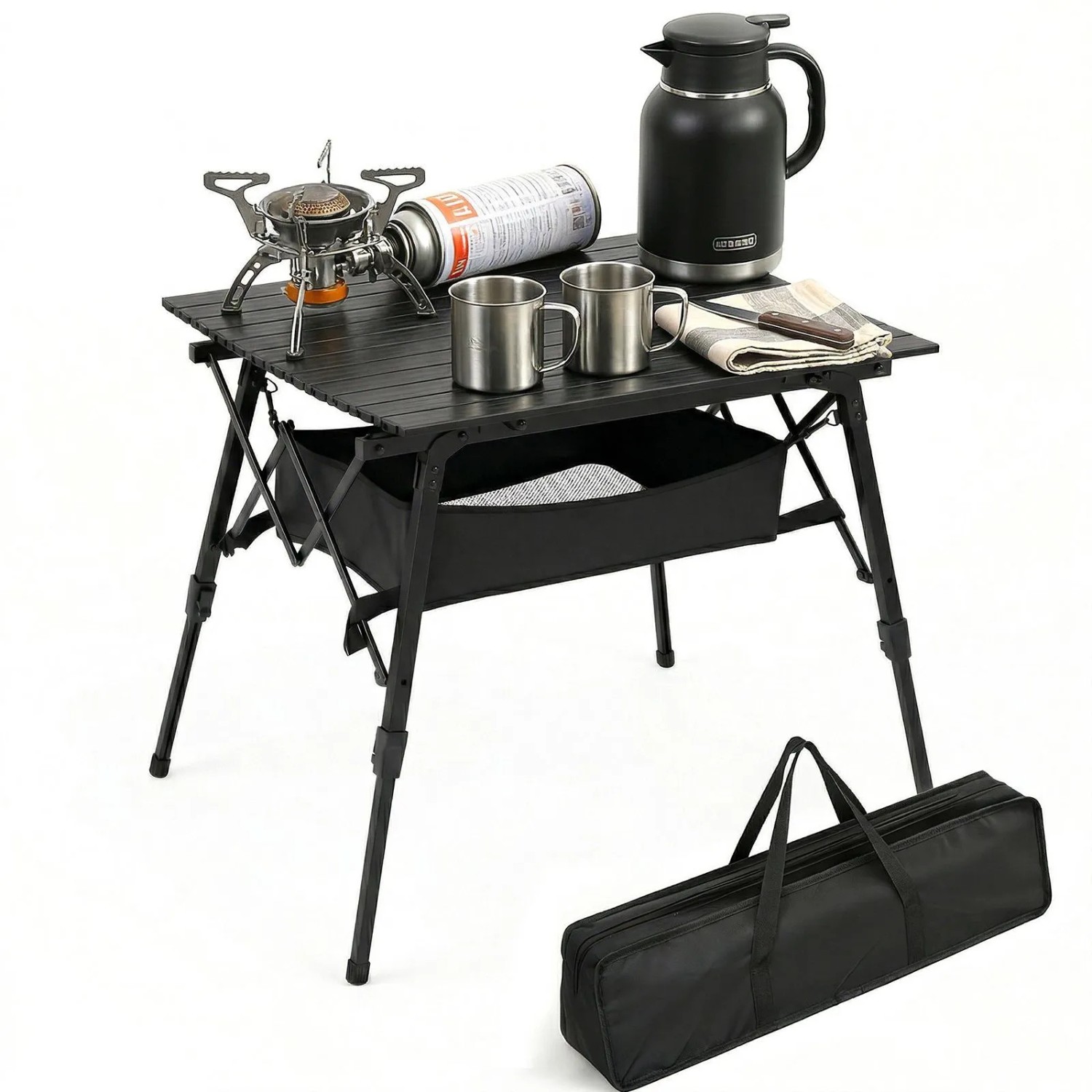 Sekey Aluminium Campingtisch Klappbar Höhenverstellbar 72 x 62 x 46 bis 66 cm