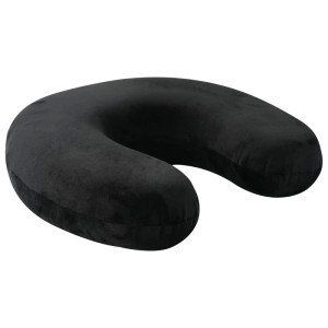 Schwarzes vidaXL Reisekissen aus Samt mit Memory-Foam Füllung für Nackenstütze.