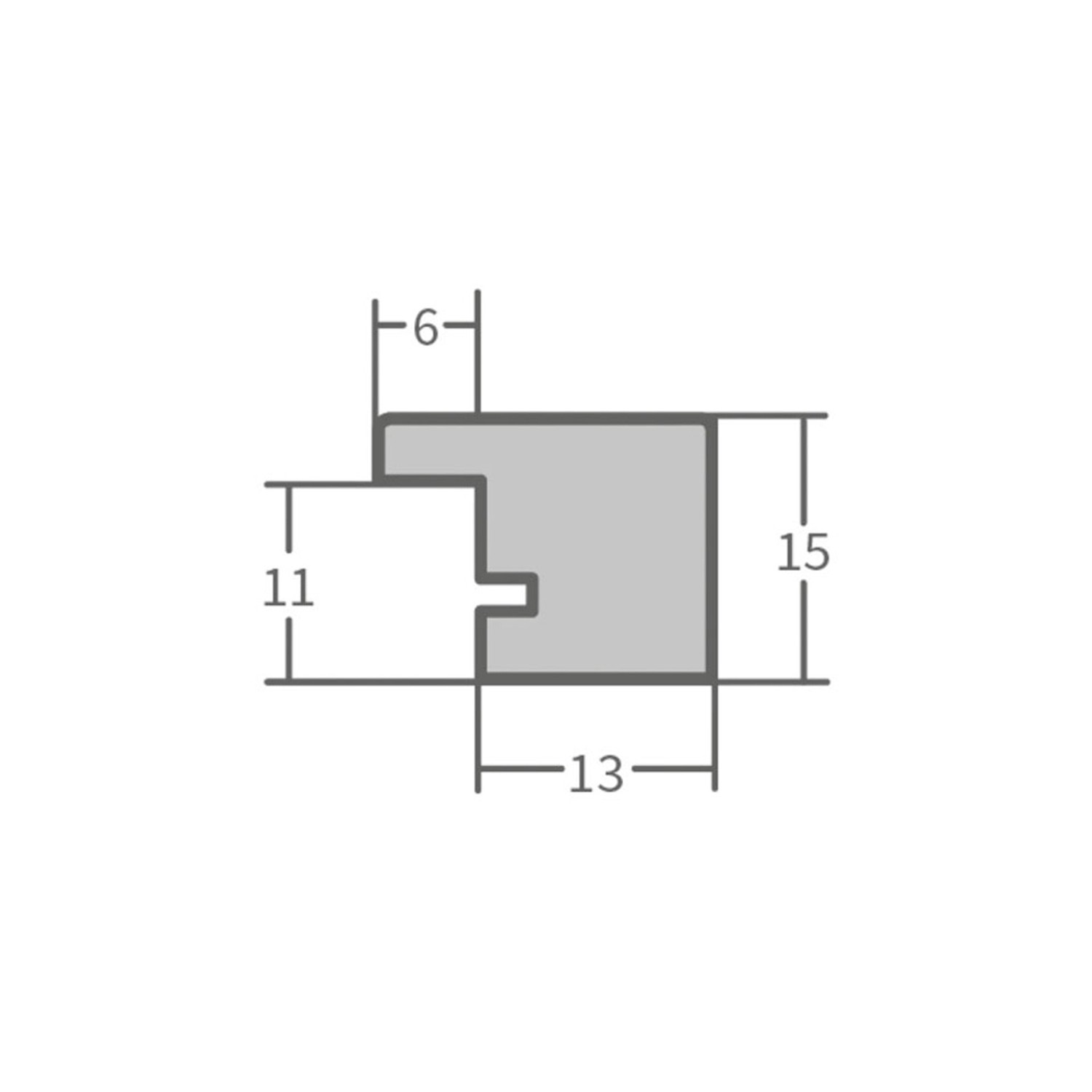 Detailzeichnung des Profils vom rosa WANDStyle Bilderrahmen H300 aus Massivholz, 13x18 cm.