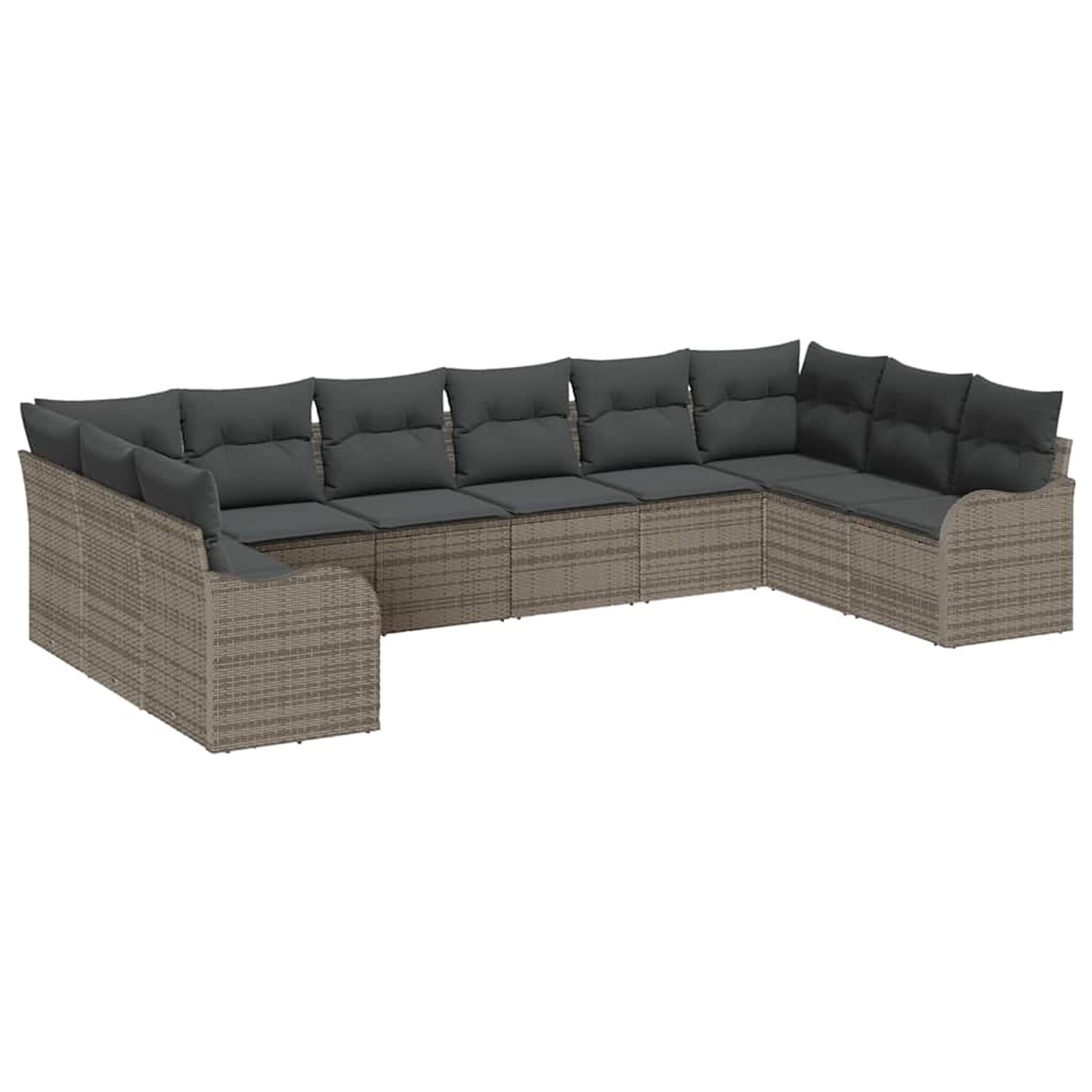 vidaXL Garten-Sofa-Set mit Kissen 10-Tlg Grau Poly Rattan 3345879 günstig online kaufen