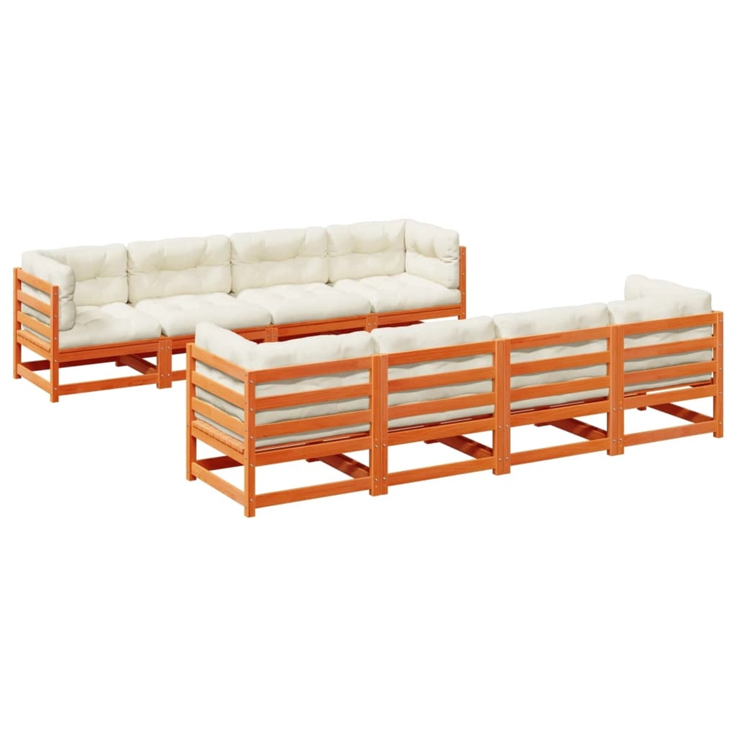 vidaXL 9-Tlg Garten-Sofagarnitur mit Kissen Wachsbraun Kiefernholz 3299359 günstig online kaufen