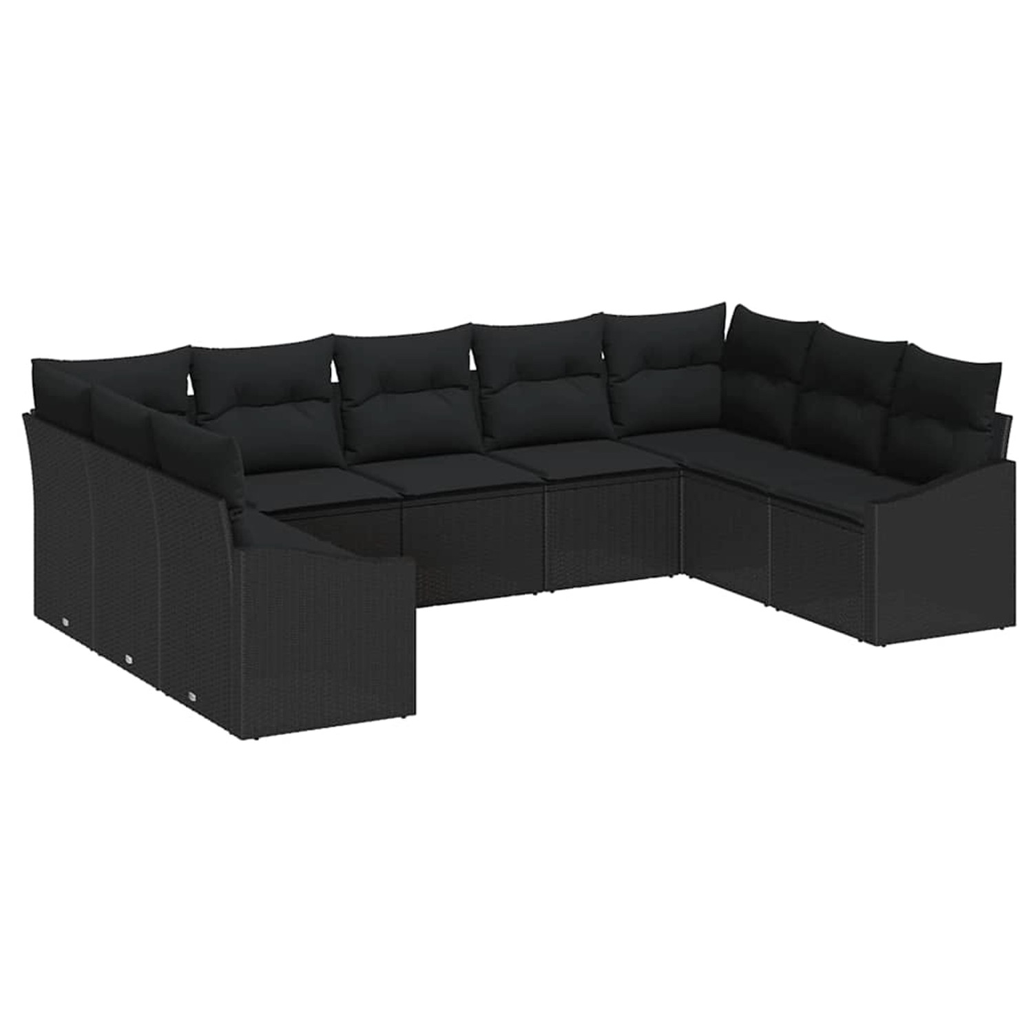 vidaXL Garten-Sofa-Set 9-Tlg Schwarz Poly Rattan 3346883 günstig online kaufen