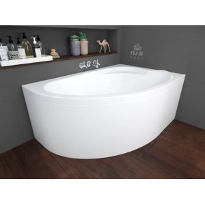Weiße KOLMAN Eckbadewanne 130x85 cm, rechts, aus Acryl mit Ablauf und Füßen. Modernes Design für Ihr Bad.