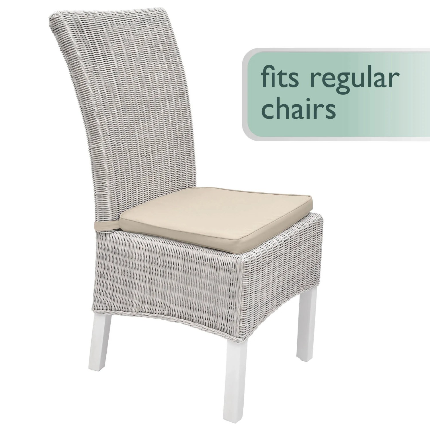 Beautissu Set van 8 Stoelkussens met Linten Loft SK – Zitkussen 45x40x5 cm - Zitkussens voor Stoelen Non-Slip met Afneembare Kussenhoes - Kussen Taupe