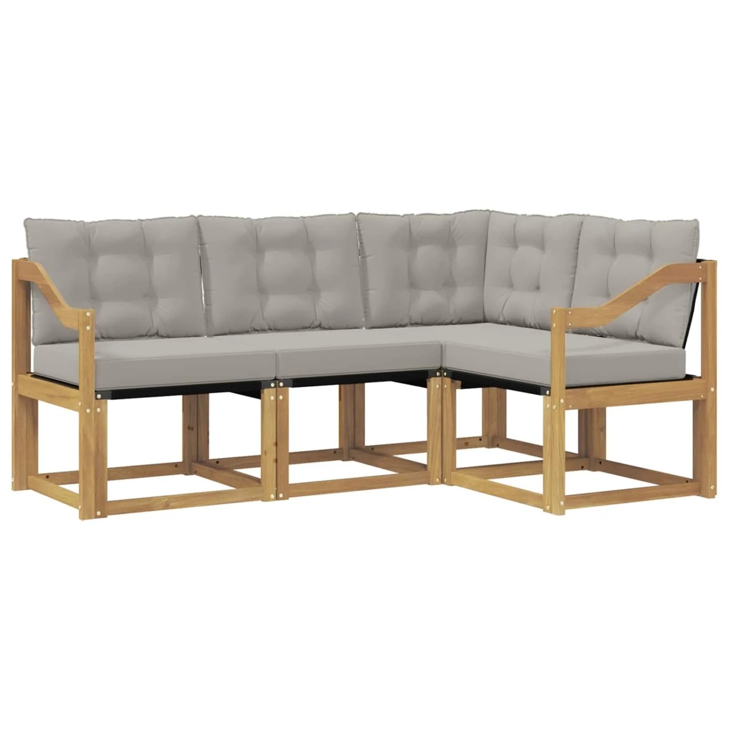 vidaXL Outdoor-Sofagarnitur mit Kissen 4-Tlg Weiß und Hellgrau 3389437