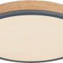 Runde LED-Deckenleuchte Doro in Graphit mit Holzoptik, dimmbar und mit Fernbedienung.