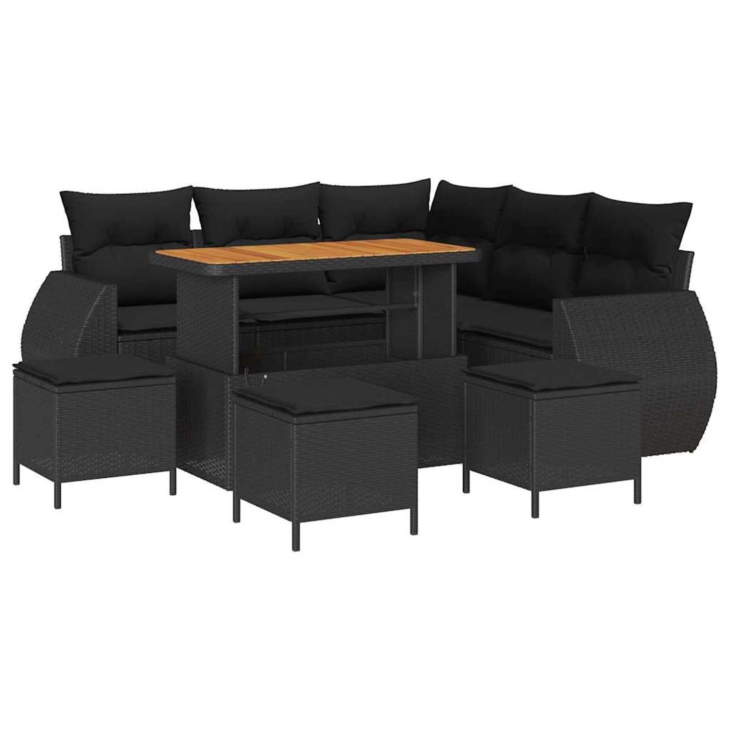 vidaXL Garten-Sofa-Set 9-Tlg Schwarz Poly Rattan 3361879 günstig online kaufen