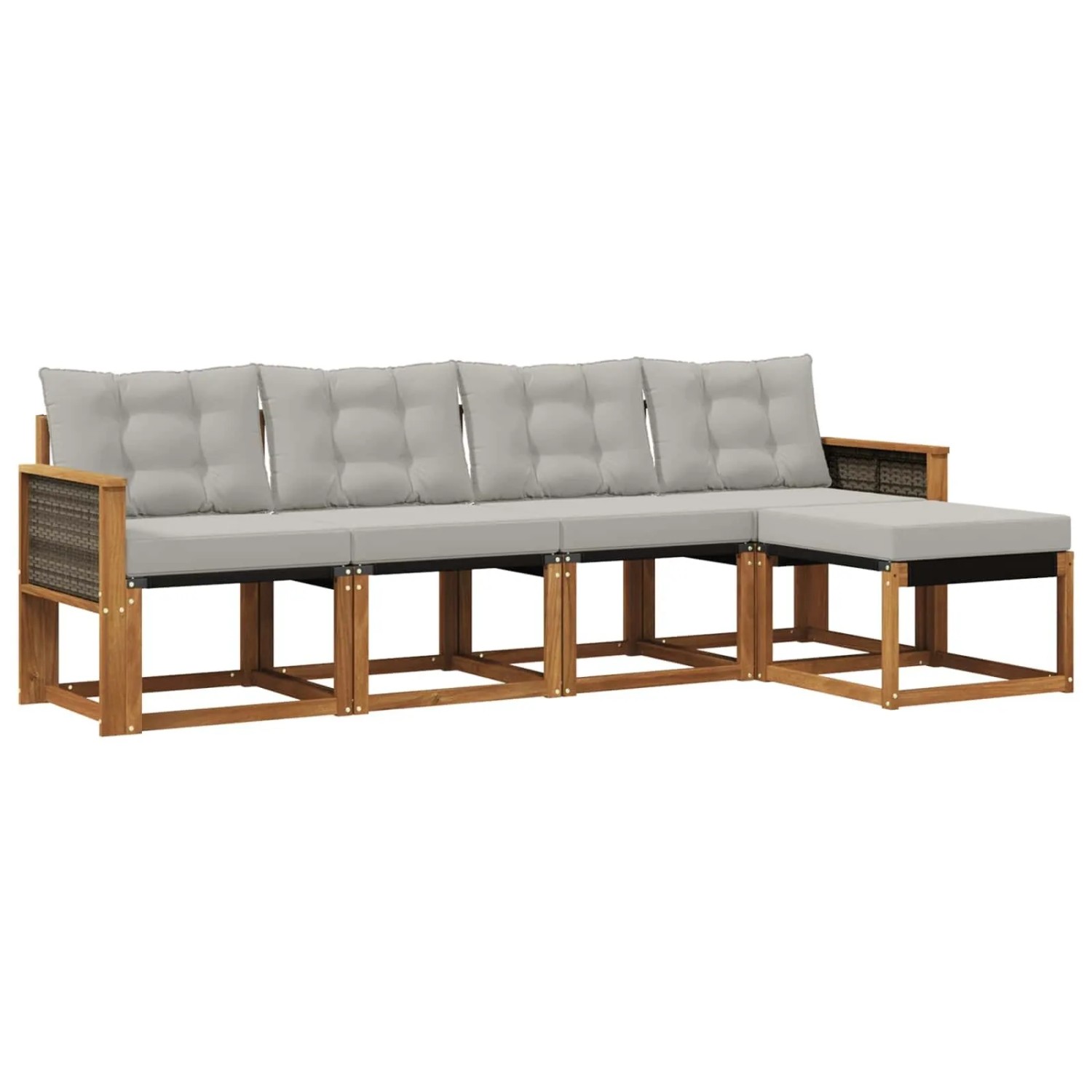 vidaXL Outdoor-Sofagarnitur mit Kissen 5 Stk Natur und Hellgrau 3381883