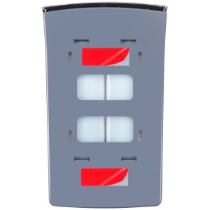 Wenko 2-Kammer Seifenspender Tartas in Chrom/Grau, Rückansicht mit Montagevorbereitung.