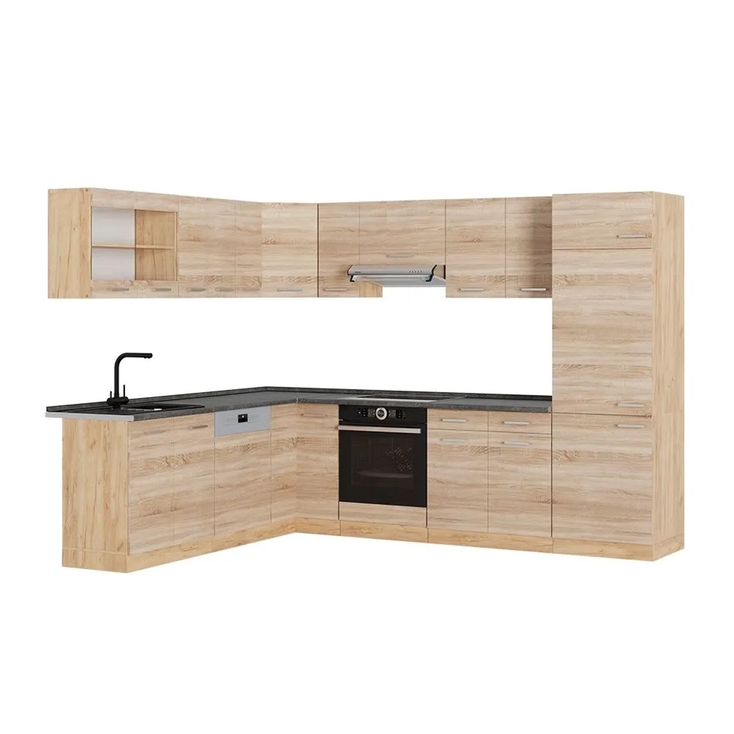 Vicco Eckküche R-Line Sonoma/Goldkraft Eiche 287 x 82, AP Anthrazit