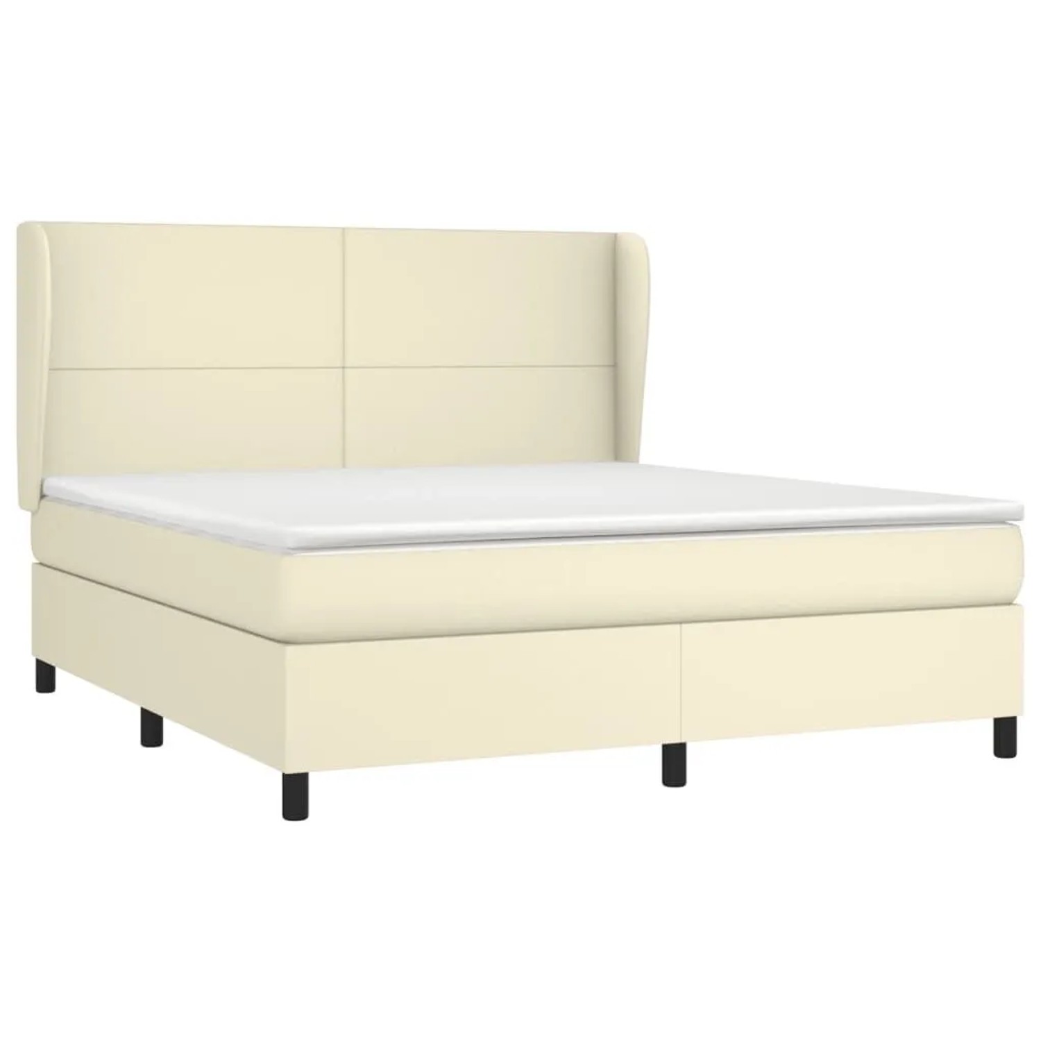 vidaXL Boxspringbett mit Matratze Creme 180x200 cm Kunstleder 3128927