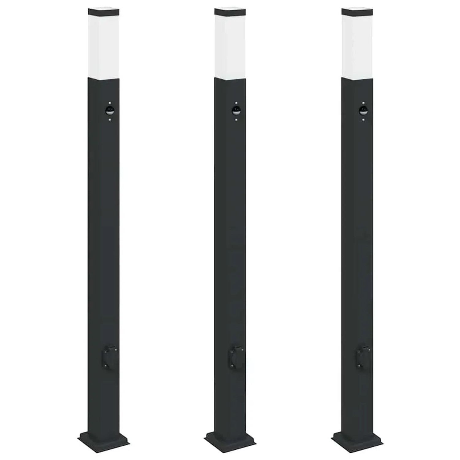 vidaXL Pollerleuchten mit Sensor&Steckdose 3 Stk 110 cm Schwarz IP44 4006094