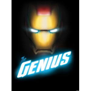Avengers Wandbild: Iron Man Maske mit blauem "The Genius" Schriftzug, 50x70 cm.