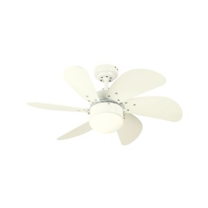 Weißer WESTINGHOUSE Deckenventilator Turbo Swirl 76 cm mit Lampe und Zugketten.