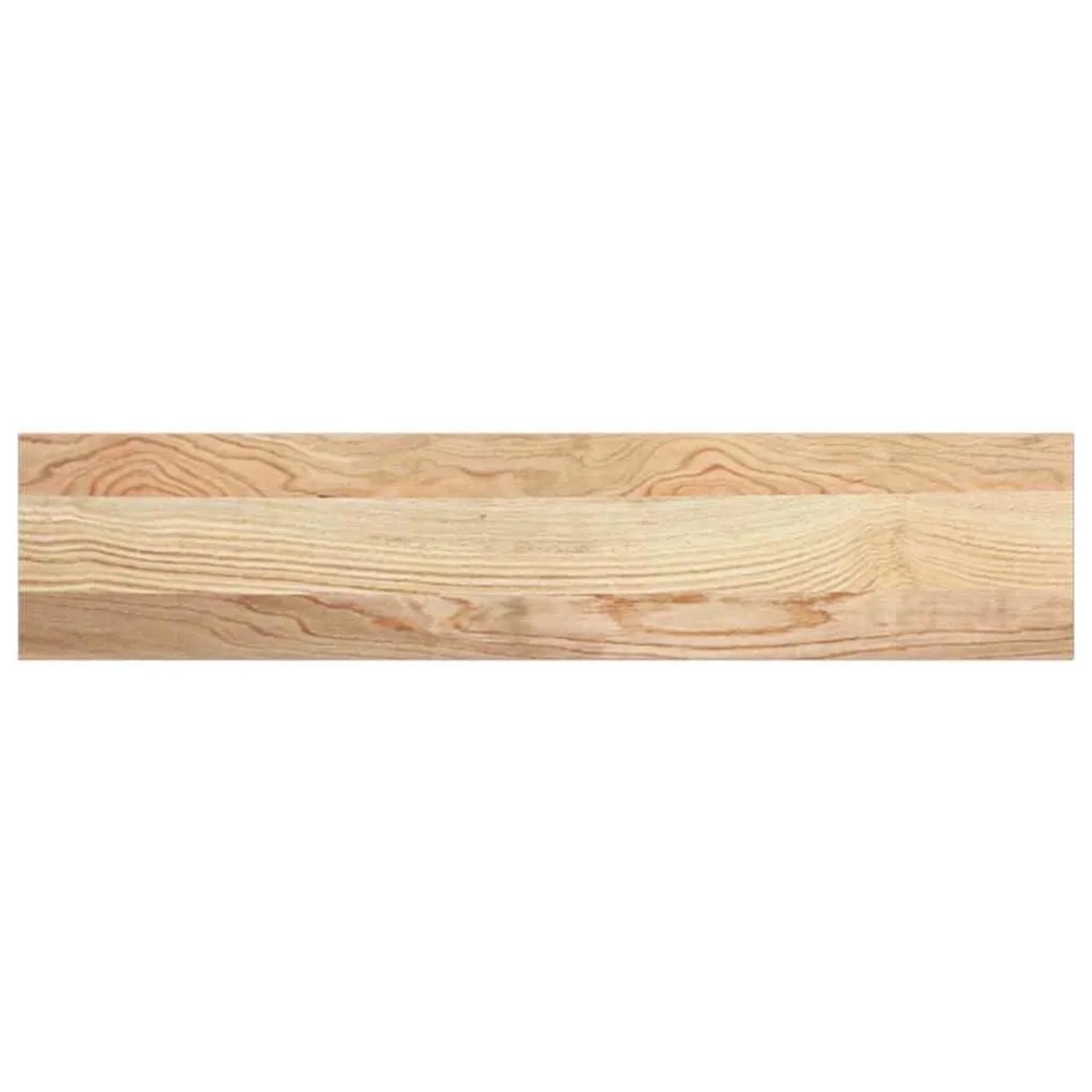 Zwei unbehandelte, helle Fensterbänke aus massivem Eichenholz (70x15x2 cm).