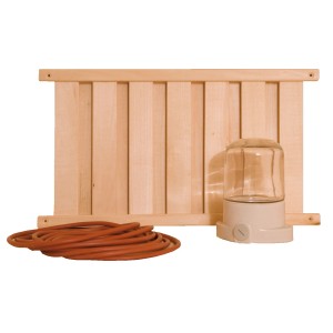 Weka Sauna-Leuchten-Set mit Lampe, Holzschutz und hitzebeständigem Silikonkabel für optimale Sauna-Beleuchtung.