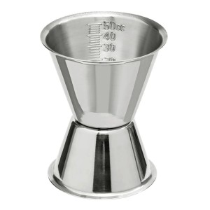 Ich-Zapfe Jigger Cocktail-Messbecher, Edelstahl Silber, mit 30/50 ml Innenskalierung.