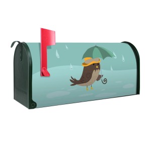 Grüner US Briefkasten mit Rainbird Motiv. Amerikanischer Postkasten aus Stahl, pulverbeschichtet.