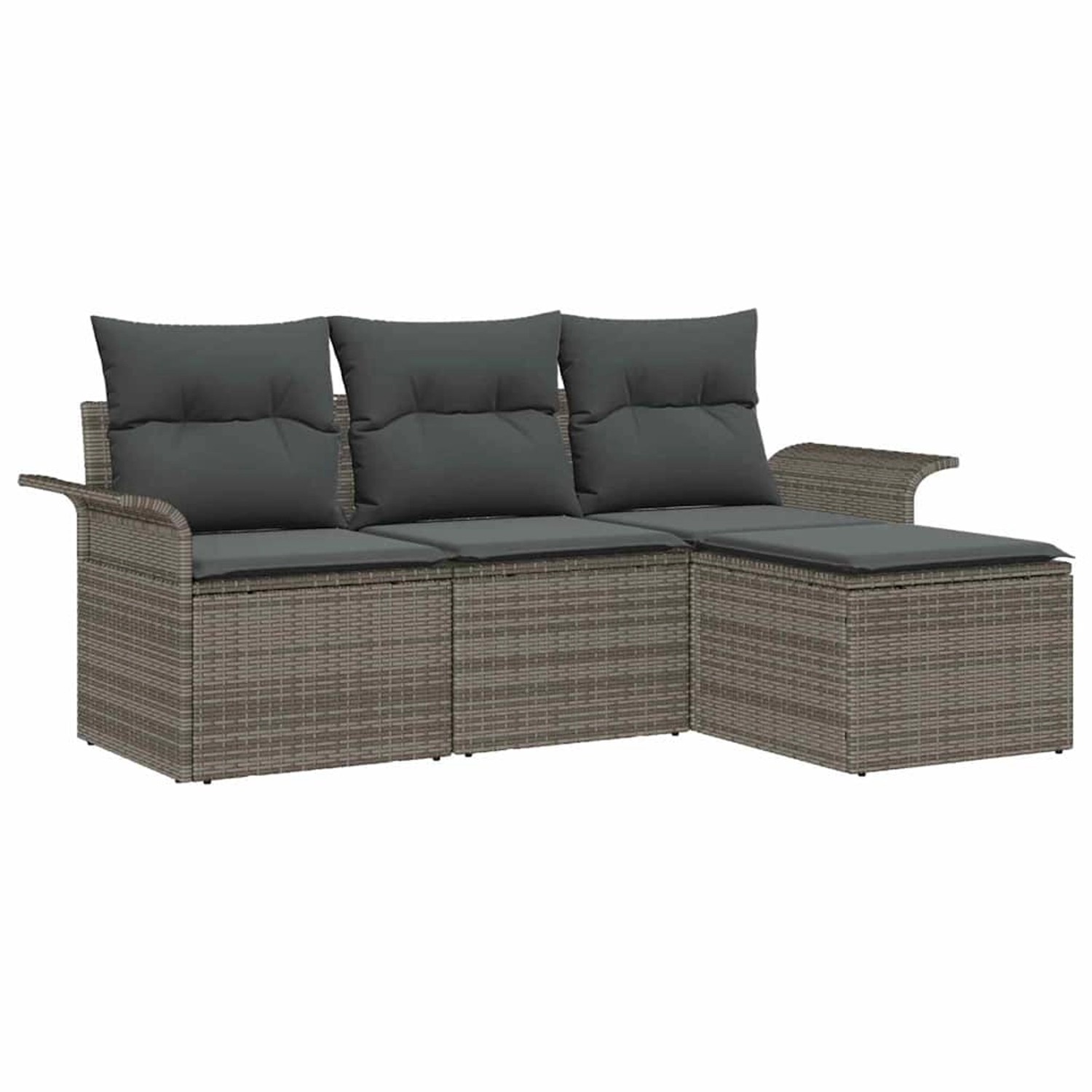 vidaXL Garten-Sofa-Set mit Kissen mit Speicher 4-Tlg Grau Poly Rattan 33539 günstig online kaufen