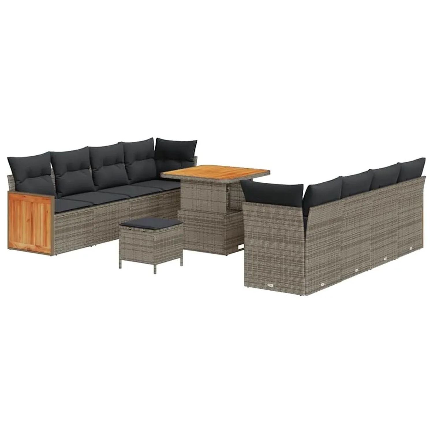 vidaXL Gartensofa-set mit Kissen 12-Tlg Grau Poly-Rattan 3365228 günstig online kaufen