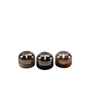Konstsmide LED-Kerzen mit Rauchglas und schwarzem Sockel, batteriebetrieben.