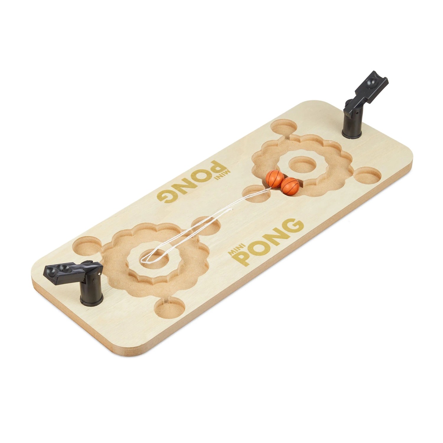 Relaxdays Beer Pong Spiel MDF Kunststoff Natur Rot Mit Katapult 58 cm x 20 cm x 9 cm 1 kg