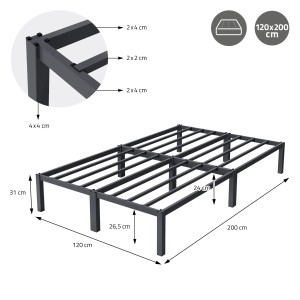 ML-Design Metallbett 120x200 cm, Stahlrahmen mit Lattenrost, anthrazitfarben.