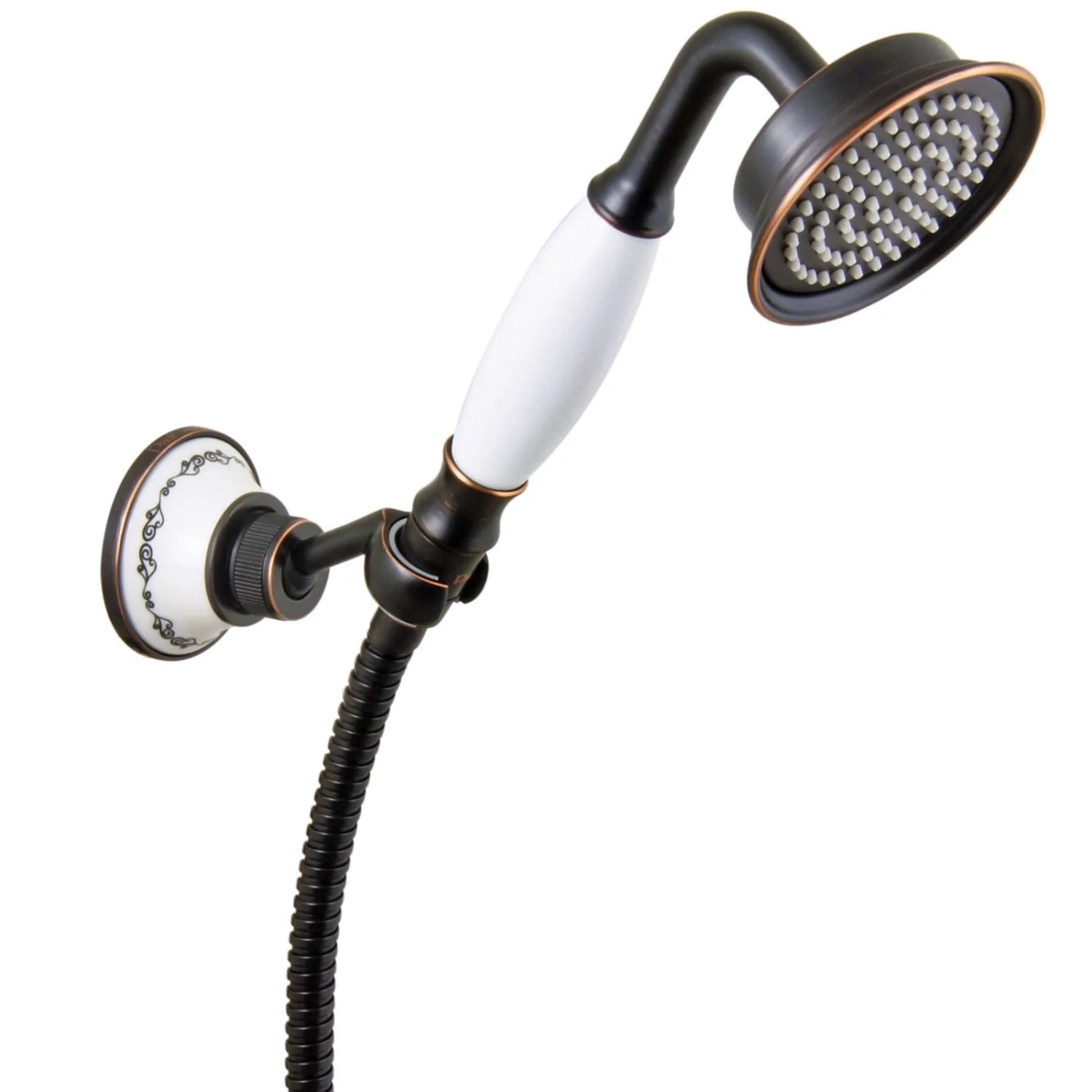 PaulGurkes Schwarzes Retro Handbrausenset Nostalgie Brausehalter Duschkopf