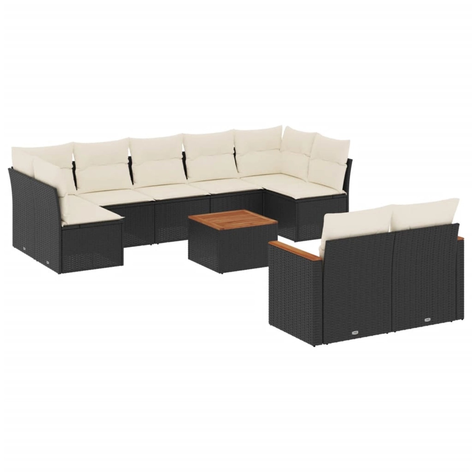 vidaXL 10-Tlg Garten-Sofagarnitur mit Kissen Schwarz Poly Rattan 3258696 günstig online kaufen