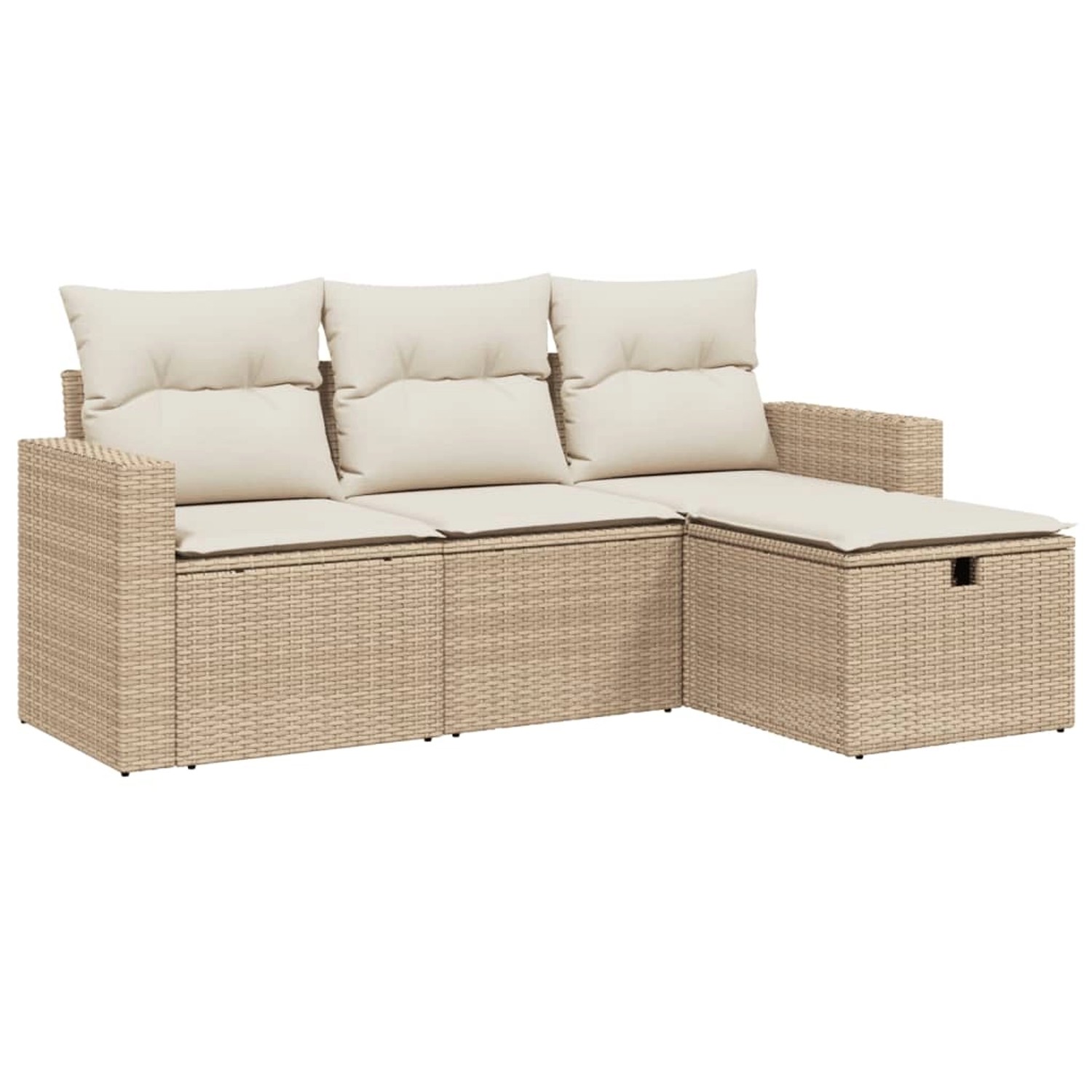 vidaXL 4-Tlg Garten-Sofagarnitur mit Kissen Beige Poly Rattan 3263444 günstig online kaufen