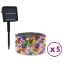 5er Set vidaXL Solar-Lichterketten mit bunten LEDs für Innen und Außen.