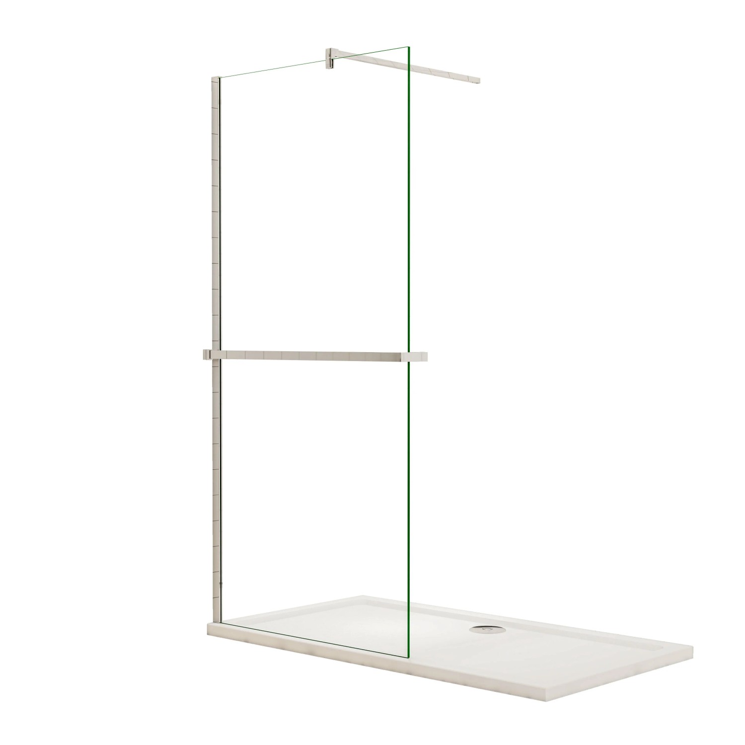 Duschparadies 90 x 200cm Walk-in Glas 8mm NANO Glas Dusche Klarglas Duschabtrennung Mit Chrom Duschregal Handtuchhalter Mit 140cm Stabilisator
